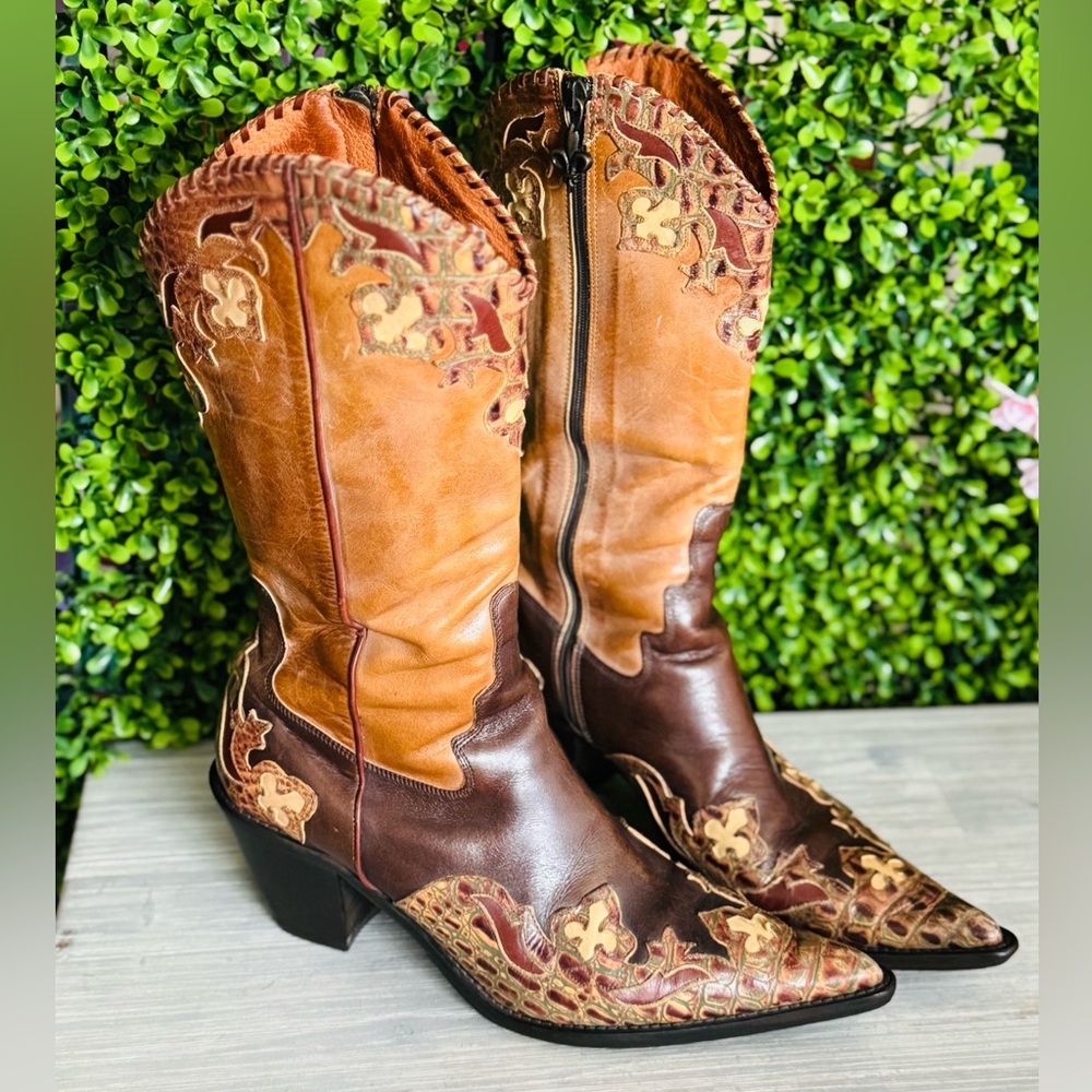 Donald J. Pliner Brown and Tan Heeled Boots